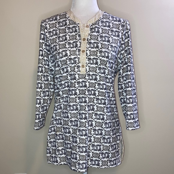 J. McLaughlin Tops - J. McLaughlin Henley Tunic Cream M